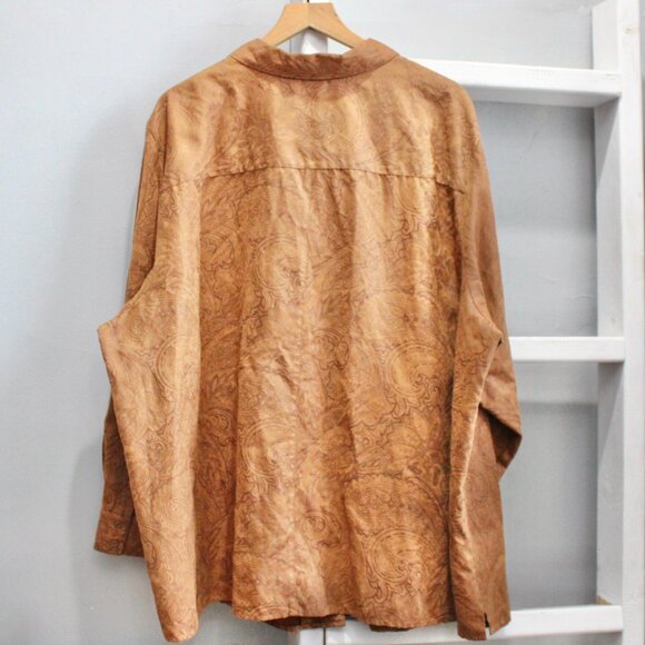 Catherines Women's VTG Y2K Tan Faux Suede Paisley Print Jacket Shacket Size 4X - Picture 2 of 4